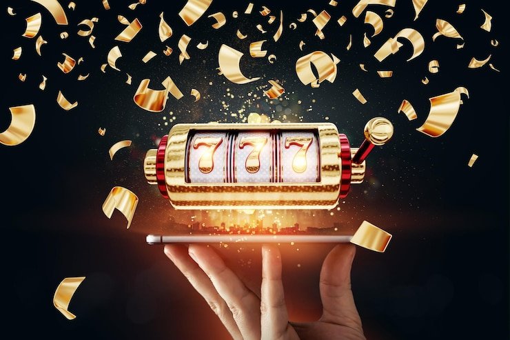 Pengguna menikmati permainan slot online di perangkat seluler dengan tampilan penuh warna